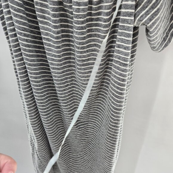 Nectar Audrey 3+1 Gray White Striped Off Shoulder Cotton Blend Mini Dress Medium - Picture 9 of 9